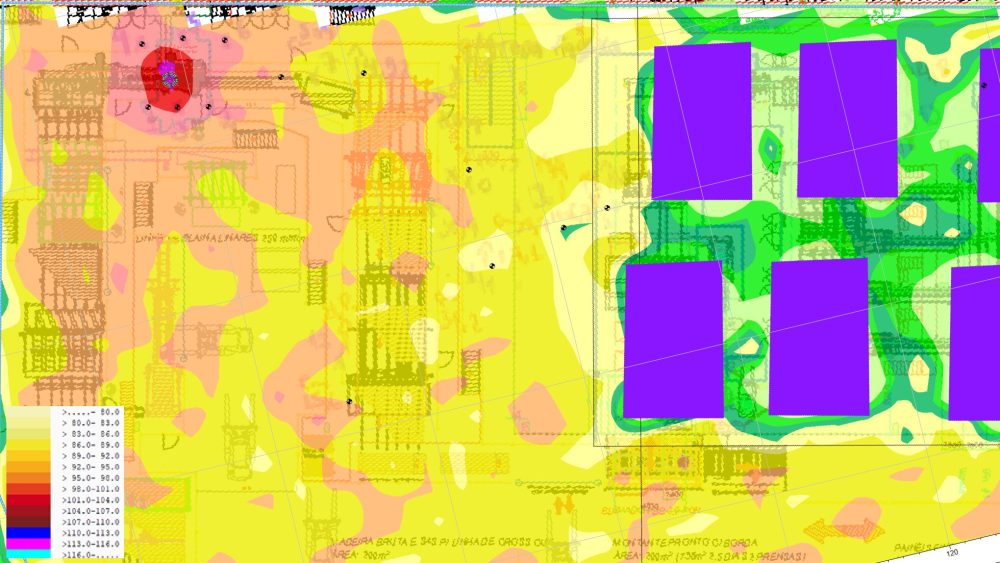 Mapa de ruído após a implementação da clausura acústica no equipamento