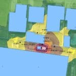 Mapa de ruído utilizado em Estudo de Impacto à Vizinhança (EIV) para avaliação acústica de empreendimento em São José dos Campos.